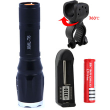 Outdoor Cycling 2000 Lumens XM-L T6 Portable Led Flashlight Torch Zoomable Lantern With Flashlight Holder + Battery + Charger 2023 - buy cheap