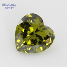 5A Peridot Heart Shape Cubic Zirconia Brilliant Cut Loose CZ Stone Synthetic Gems Beads For Jewelry Size 2x2-16x16mm 2024 - buy cheap