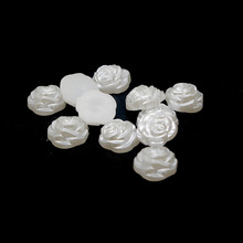 SHINE 100pcs/lot 12mm White Rose Shape Scrapbook Simulated Pearl Beads Sewing Buttons DIY Material Findings BD0023 2024 - buy cheap