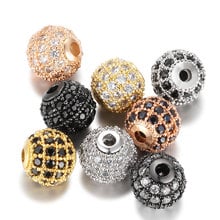 3pcs/lot 8mm Round Ball CZ Beads Brass Micro Pave Cubic Zirconia Spacer Bead Charms Jewelry Making Accessories 2024 - buy cheap