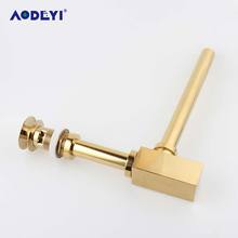 AODEYI Gold Brass Pop-Up Basin Waste Drain, Basin Mixer P-Trap Waste Pipe Into The Wall Drainage Brass Vessel Or Ceramic Sink 2024 - buy cheap