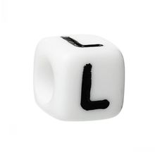 Doreenbeads contas de acrílico, contas espaçadoras de cubo de alfabeto/letra "l" branca aproximadamente 6mm x 6mm(2/8 "x 2/8"), furo: aproximadamente 3.5mm,500 peças 2024 - compre barato