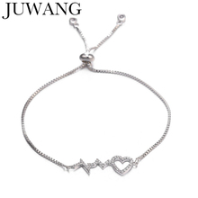 JUWANG Bracelets & Bangles New Designer Heart Shaped Bracelet Fashion AAA Cubic Zircon Bangles Jewelry for Women 2024 - buy cheap