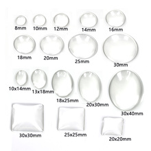 10~50Pcs/Lot Round Oval Square Flat Back Glass Cabochon 8 12 20 25mm Transparent Clear Crystal Cabochon Cameo Diy Jewelry Making 2024 - buy cheap