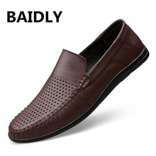 Men Fashion Shoes Brand Male Genuine Leather Shoes Casual Leather Shoes for Men Slip on Men Loafers Moccasins Men Big Size 2024 - buy cheap