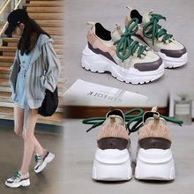 New 2019 Spring Autumn Ladies Shoes Black Lace-Up Casual Shoes High Platform Shoes Women Sneakers Flats tenis size 35-39 2024 - buy cheap