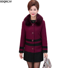 Plus Size 5XL Mother Clothing Winter Woolen Coat Women New Fashion Fur Collar Warm Medium length Outerwear Women Coat IOQRCJV856 2024 - buy cheap