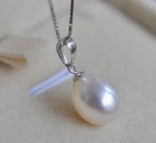 Joyas de envío gratis Natural 10x12mm AAA + Mar del Sur perlas blancas COLLAR COLGANTE 2pc 2024 - compra barato
