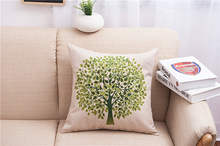 Green Tree pattern home Cotton Linen Pillow Case Chair Waist and Seat 45x45cm square Pillow Cover Home Textile 2024 - buy cheap