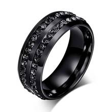 CAXYBB Fashion Men Rings Stainless Steel Men Wedding Rings Crystyal Rings Black 2024 - buy cheap