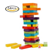 Wooden Stacking Board Games with Dice Building Blocks Educational Toys for Kids - 54 Pieces 2024 - buy cheap