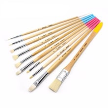 10 pcs/Boxed high quality Hog Hair Brush Acrylic Painting Brush Bristle   Oil Painting Brush Set Wood Handle Painting Brushes 2024 - buy cheap