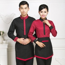 Hotel Workwear Female Waitress Long Sleeve Uniform Jacket Chinese Restaurant Tea House Cafe Waiter Single Top Overalls H2364 2024 - buy cheap