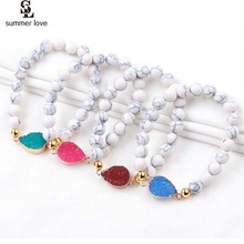 2PCS Wholesale Natural White Stone Bracelet for Women Adjustable Resin Crystal Druzy Bead Bracelets 2019 New Fashion Jewelry 2024 - buy cheap