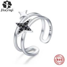 Jiayiqi 925 Sterling Silver Starry Ring Double Layers Open Original Rings For Women Party Wedding Fashion Fine Silver Jewelry 2024 - buy cheap