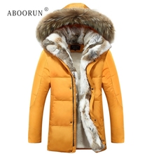 ABOORUN Mens Winter Jackets and Coats Fashion Fur Hooded Jackets High Quality Male Thick Warm Parkas x1132 2024 - buy cheap