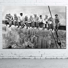 New York City Heavy Workers Old Picture Printed Canvas Cloth Wall Art Poster for Room Decor 2024 - buy cheap