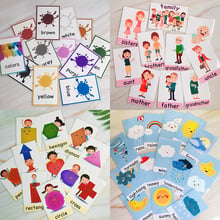 49Pcs/Set Color/Shape/Weather/Family English Word Card Flashcards Games Puzzle Learning Educational Toys for Children Montessori 2024 - buy cheap