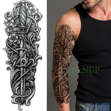 Waterproof Temporary Tattoo Sticker cross rose flower dagger full arm fake tatto flash tatoo sleeve large size for men women 2024 - buy cheap