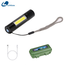 Портативный мини XPE COB LED USB флэш-светильник перезаряжаемый рабочий встроенный аккумулятор фонарь светильник фонарь USB кабель с коробкой для хранения 2024 - купить недорого