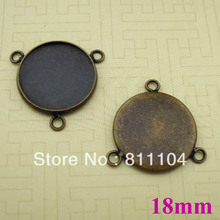 18mm Antique Bronze Plated Copper Circle Blank Bases Tray with 3 Loops Pendant Cameo Settings Connector Blank Bulk Wholesale 2024 - buy cheap