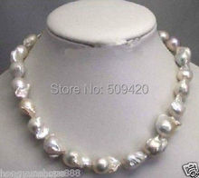 Free Shipping >>>>>P3725 Large 15-23mm White Unusual Baroque Pearl Necklace disc Clasp 18" 2024 - buy cheap
