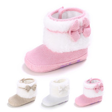 Зимние От 0 до 1 года для маленьких девочек с мягкой подошвой; Теплая обувь для малышей 2024 - купить недорого