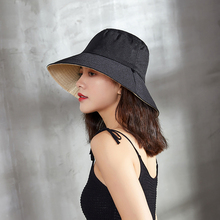 New Fashion Women Floppy Cotton Sun Hat Women Summer Beach Hat Foldable Wide Large Brim Reversible Sun Cap With Wind rope 2024 - buy cheap
