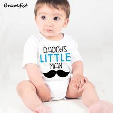 Estilo americano bodysuits recém-nascidos 0-24months manga curta crianças macacões daddylittle s little man crianças meninos meninas roupas 2024 - compre barato