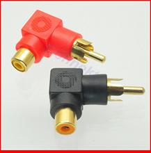 50 pcs/lot X Gold RCA Male Plug to RCA Female Jack Right Angle AV Audio Adapter Red+Black 2024 - buy cheap