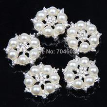 50pcs/lot Newest Metal Rhinestone Button With Pearl For Hair Flower Wedding Invitation Scrapbooking Freeshipping PJB11 2024 - buy cheap