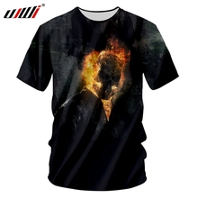 UJWI 3D Grim Reaper O Neck Tshirt Man Creative Hip Hop Trend Men's Tee Shirt Printed Flame Skull Funny Loose Large Size T-shirt 2024 - buy cheap