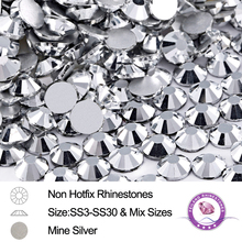 Mine Silver Glitter Non Hotfix Rhinestones Nail Art Losse Strass All Size 288-1440pcs DIY Design Decorations 2024 - buy cheap