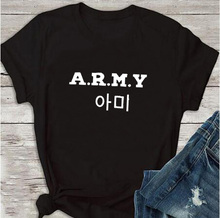 Корейская модная женская футболка в стиле хип-хоп A.R.M.Y Tumblr уличная одежда с графическим принтом женская рубашка с круглым вырезом Топы с буквенным принтом хлопковые наряды Топы 2024 - купить недорого