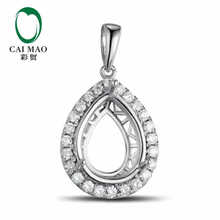 CaiMao Semi Monte Pingente Pear cut Configurações & 0.53 ct Diamante 18 k White Gold Gemstone Engagement Fine Jewelry 2024 - compre barato
