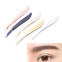 1PC Professional Stainless Steel Hair Removal Eyebrow Tweezers Clip Women Beauty Makeup Tools 5 Colors 24K Gold Color 2024 - buy cheap