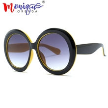 2018 women fashion black round sunglasses oversized clear Green sun glasses luxury italy brand circle glasses eyewear uv400 2024 - buy cheap