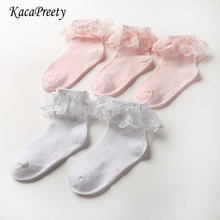 Calcetines tobilleros de algodón con encaje para niña, medias de princesa para fiesta, boda, color rosa/blanco, calentadores de piernas 2024 - compra barato