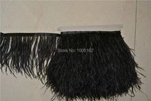 Free Shipping 10 Yards/lot black Ostrich Feather trimming fringe 5-6inch in width ostrich feather trim feather fringe 2024 - buy cheap