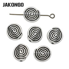 JAKONGO Round Whirl Spacer Beads Antique Silver Plated Loose Beads for Jewelry Making Bracelet Jewelry Accessories DIY 10pcs 2024 - buy cheap