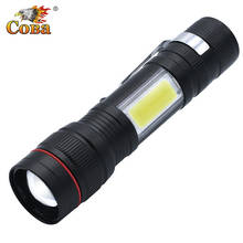 Coba lanterna cob levou tocha zoomable mini lanterna usb recarregável lanterna para bicicleta à prova d' água luz forte