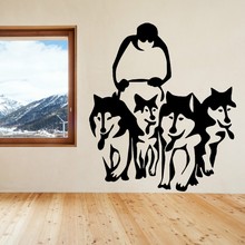 A Group Of Husky Dog Huskies Art Wall Decals Sled Sledge Vinyl Wall Mural Home Living Room House Decoration Wall Sticker 2024 - buy cheap