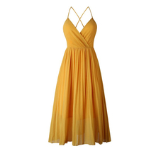 Women Summer 2019 Boho Strappy Long Dress Sexy Backless Party Yellow Dress Beachwear Sundress 2024 - buy cheap