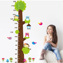 Wall Stickers For Kids Rooms Owls Monkey Tree Height Chart Kids Growth Measurement Nursery Wall Sticker Decal 2024 - buy cheap