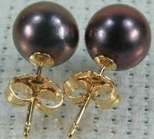 HOT 14K/20 SOLID GOLD MARKED 10-11 MM PERFECT ROUND TAHITIAN BLACK PEARL EARRING 2024 - buy cheap