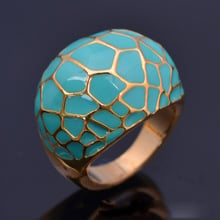 Anillos de boda de aleación para mujer, joyería de esmalte azul claro, Color dorado, el mejor precio al por mayor 2024 - compra barato