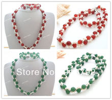 free shipping >>>>>A SET CHARMING 8MM FACETED stone & WHITE PEARL NECKLACE BRACELET 2024 - buy cheap