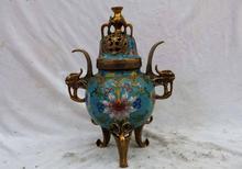 12 "porcelana caixa de incenso estourada em bronze cloro dourado estátua do queimador de incenso de seis elefantes 2024 - compre barato