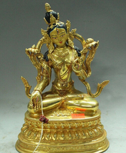 wholesale factory 10" Tibet Buddhism Bronze 24K Gold 7 eyes White Tara Kwan-yin Guan Yin Buddha AE1024 AB1025 2024 - buy cheap