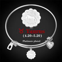 Zodiac Signs Taurus Bangle For Women Men Fashion Jewelry   Gold Color 12 Horoscope Bracelets H962 2024 - buy cheap
